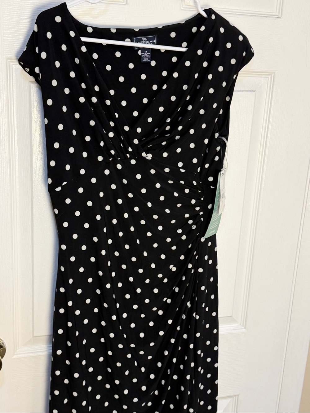 American Living Black Polka Dot Wrap-Style Dress - Classic Women's Dress 12 NWT - Picture 2 of 7